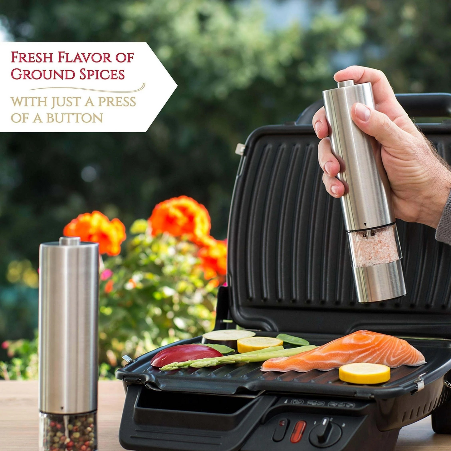 Electric Automatic Salt and Pepper Grinder (Silver)