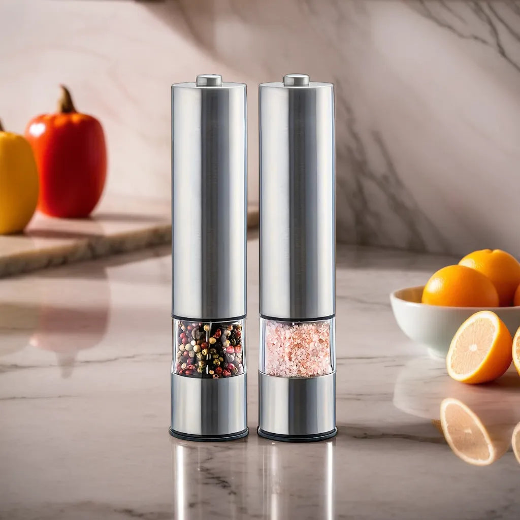 Electric Automatic Salt and Pepper Grinder (Silver)
